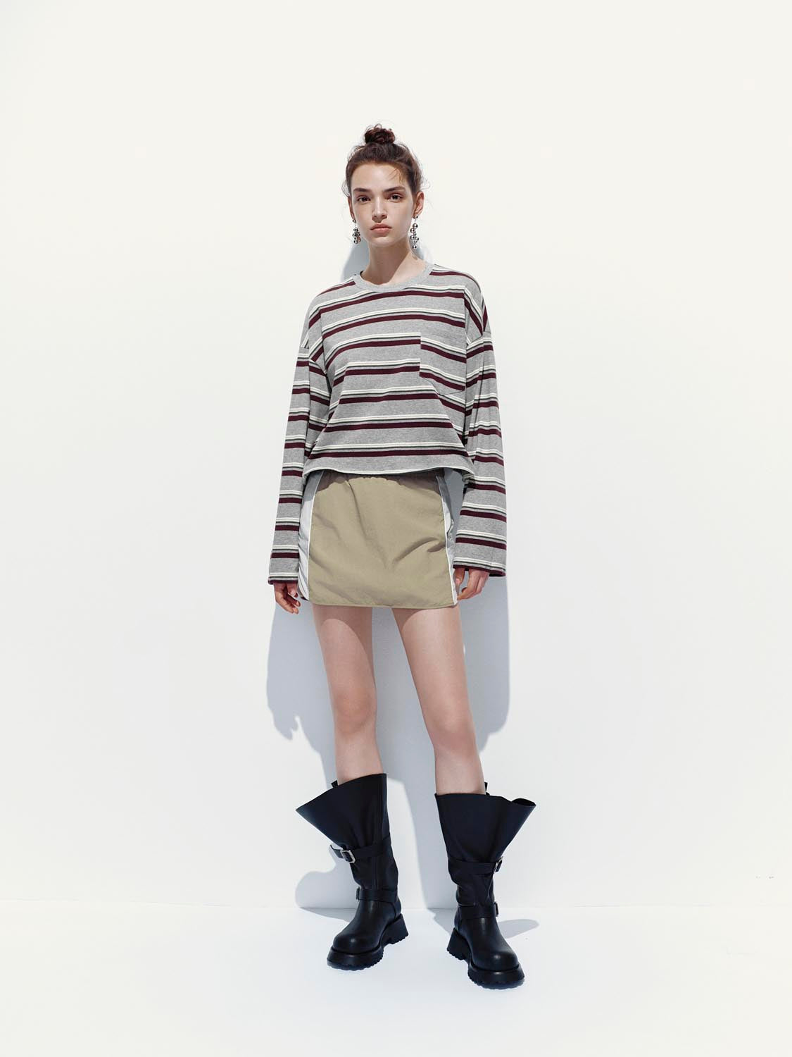 Stripped Loose Fit Long Sleeve T-Shirts