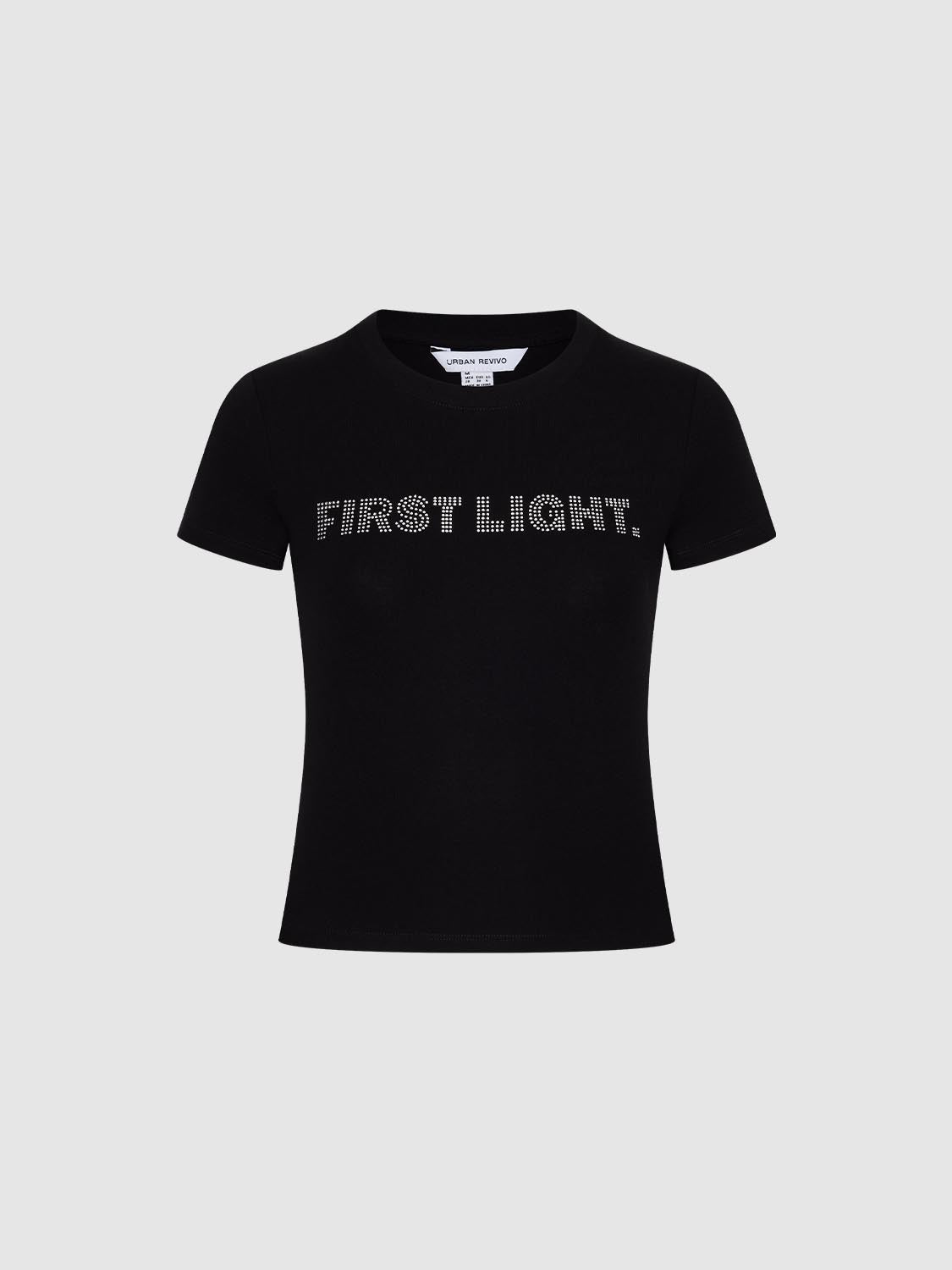Crew Neck Rhinestone T-Shirts