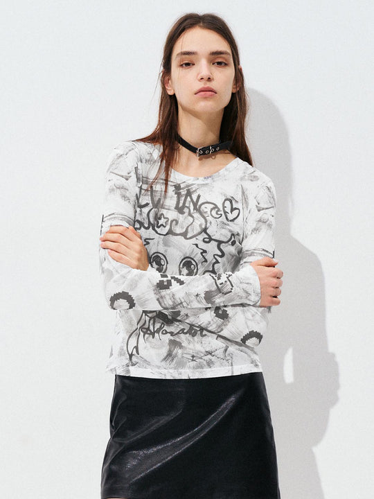 Printed Flare Long Sleeve T-Shirts