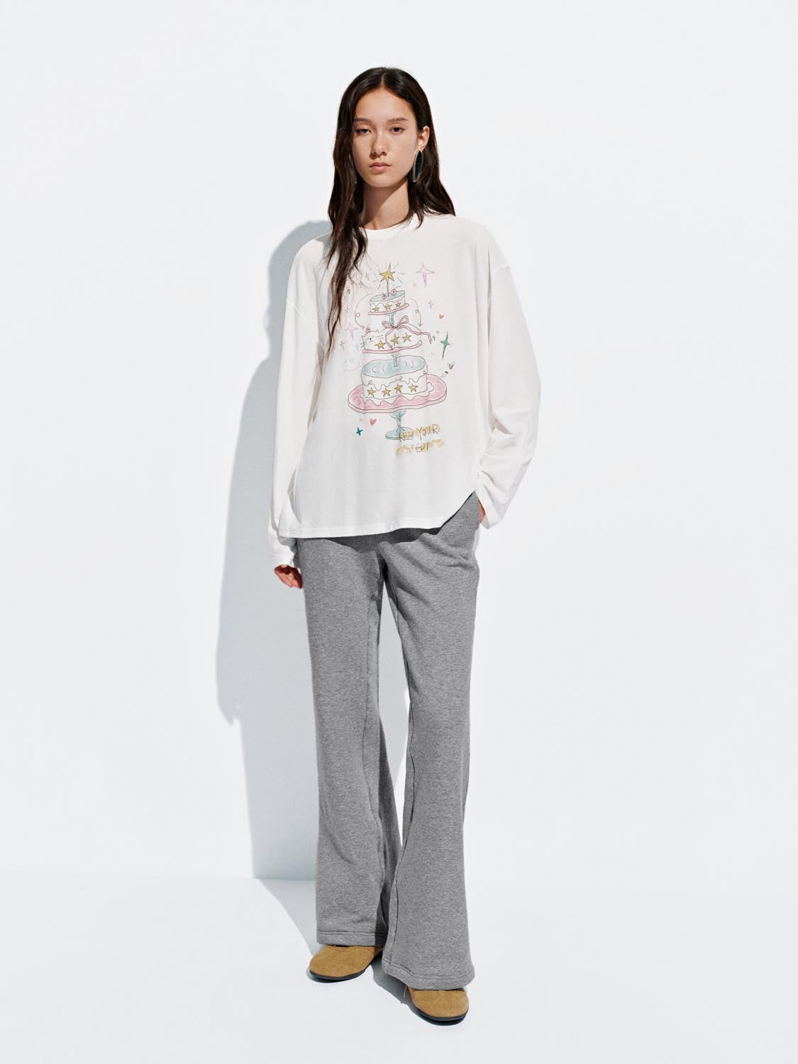 Sheer Printed Long Sleeve T-Shirts