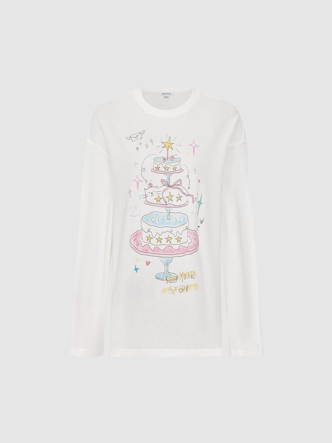 Sheer Printed Long Sleeve T-Shirts