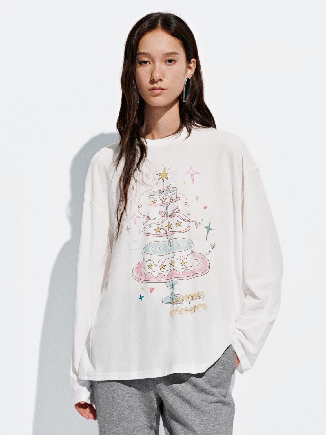 Sheer Printed Long Sleeve T-Shirts