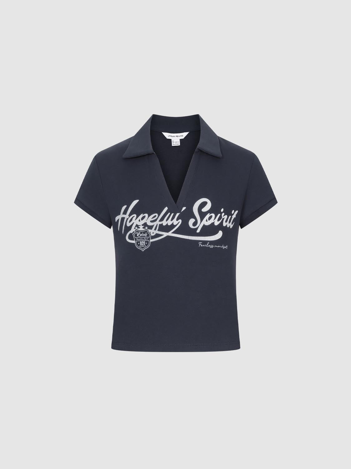 Print Cap Sleeve Polo T-Shirts