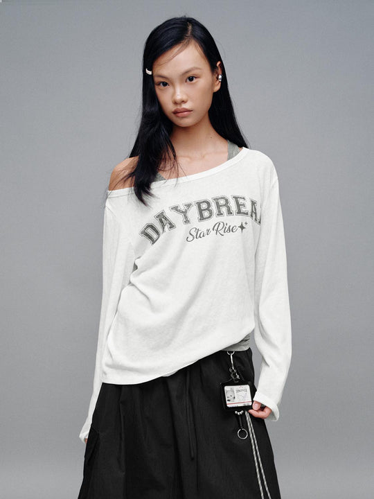 2 In 1 Contrast Printed Long Sleeve T-Shirts