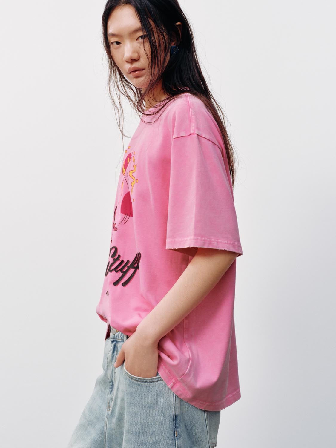 เสื้อยืดคอกลมพิมพ์ลาย