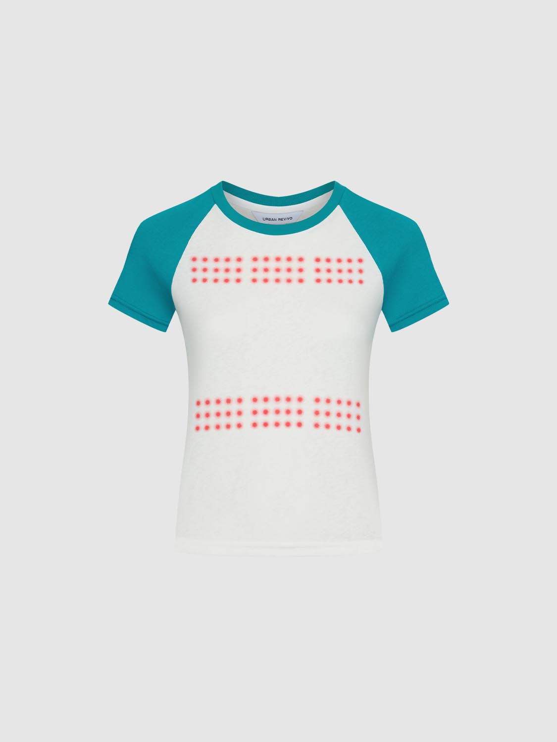 เสื้อยืดลายจุดแขนแร็กแลนทูโทน