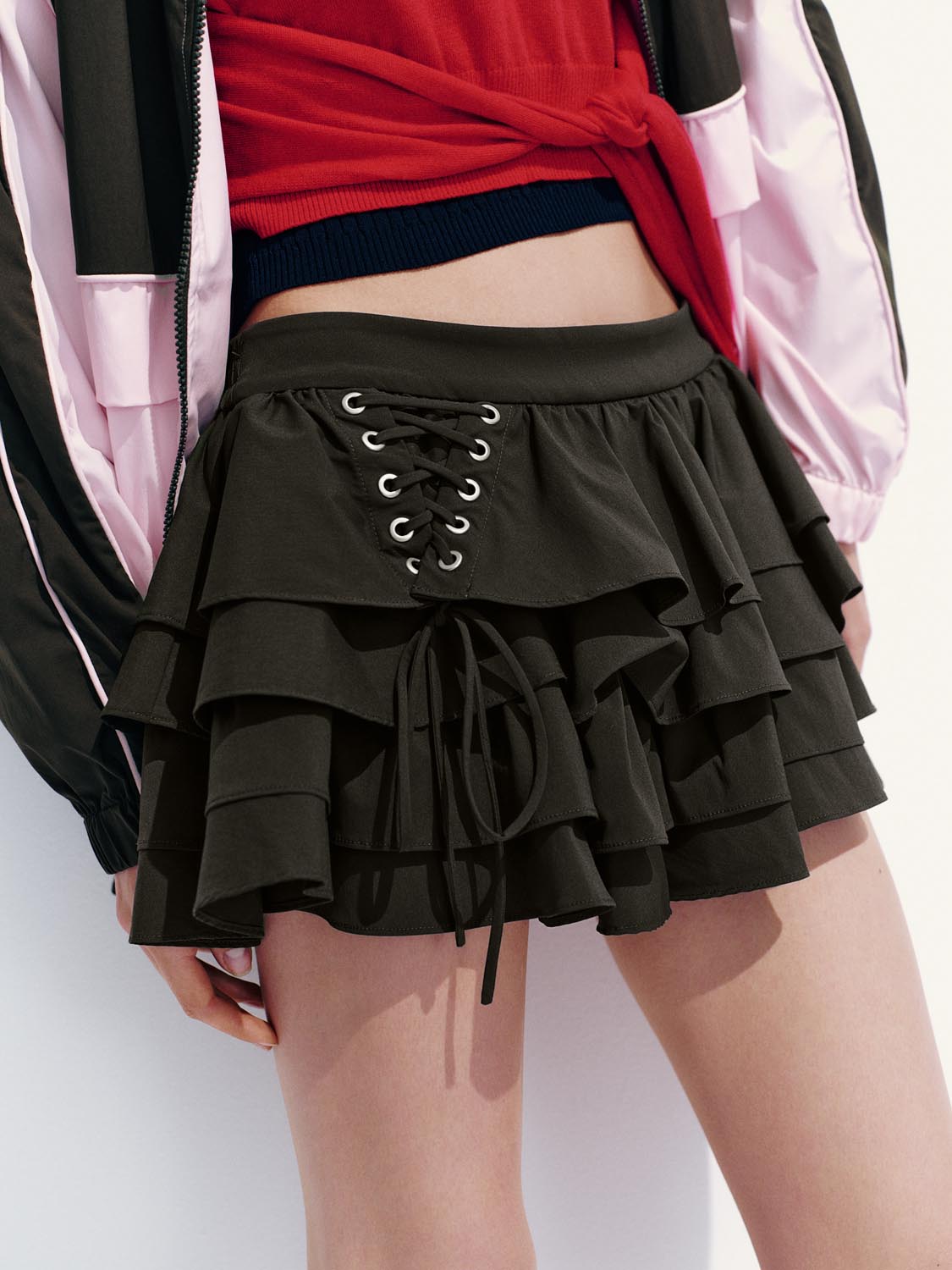 Tiered A-Line Mini Skirts