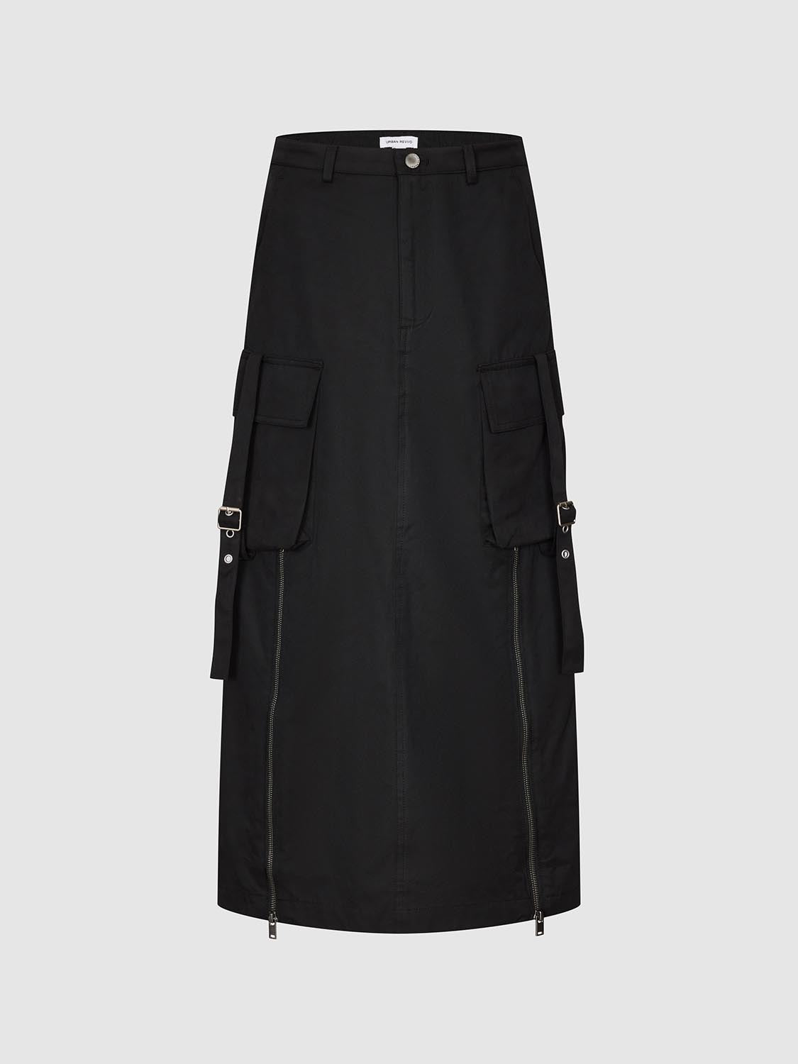 Pockets Cargo Straight Midi Skirts