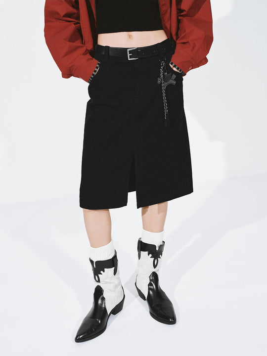 Belted Straight Midi Skirts