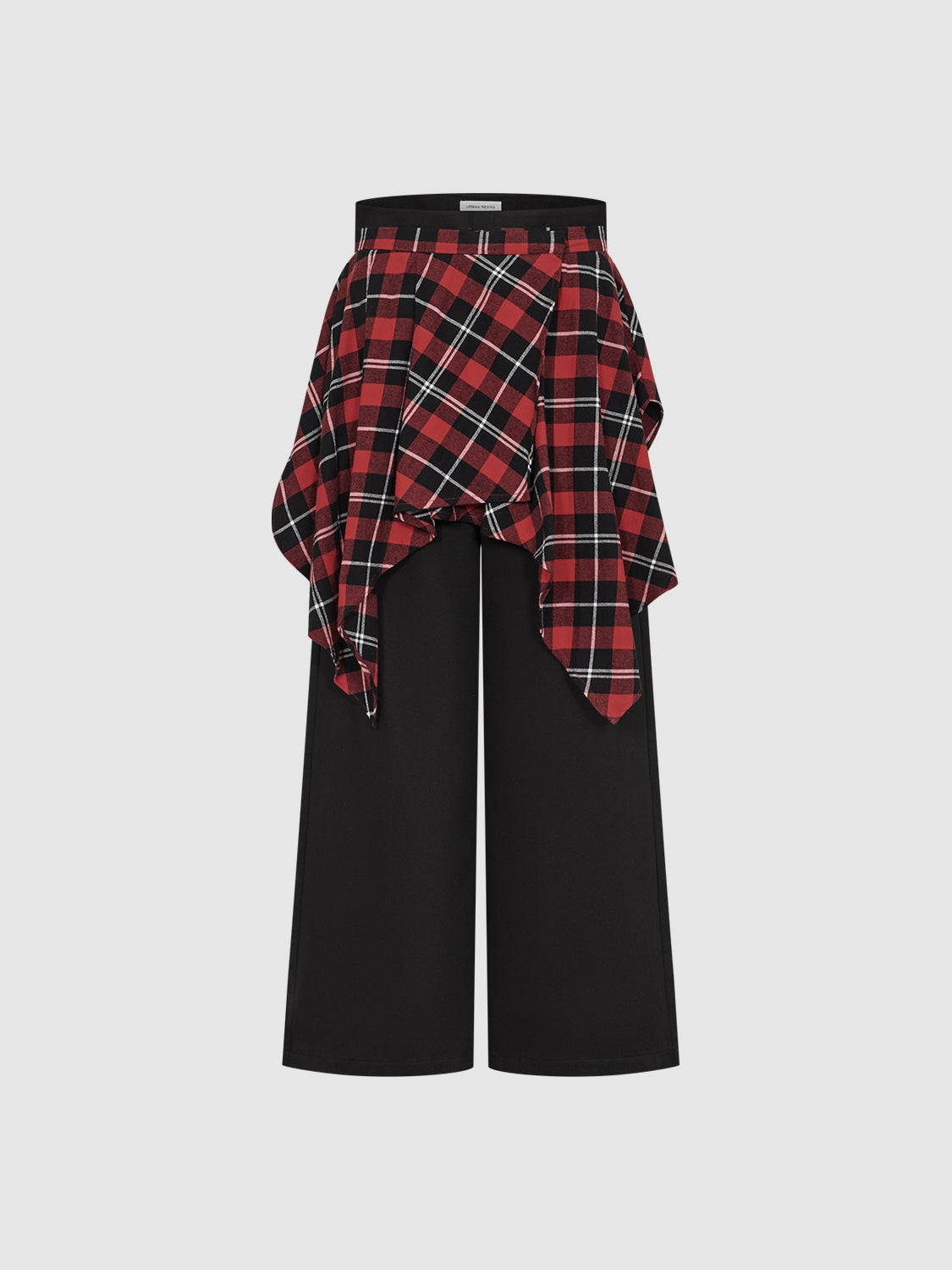 2 In 1 Plaid Wide-Leg Pants