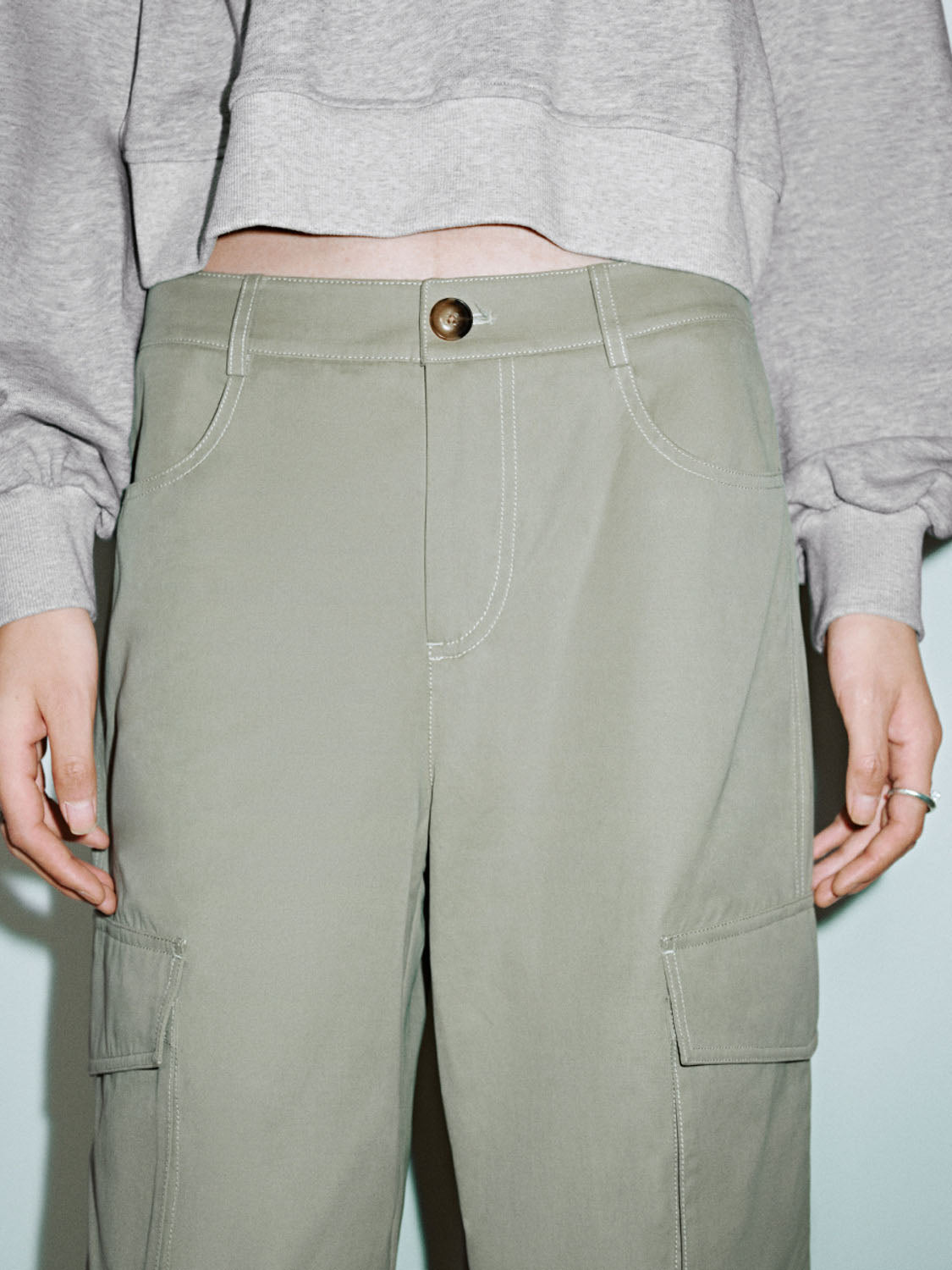 Ruched Wide-Leg Pants
