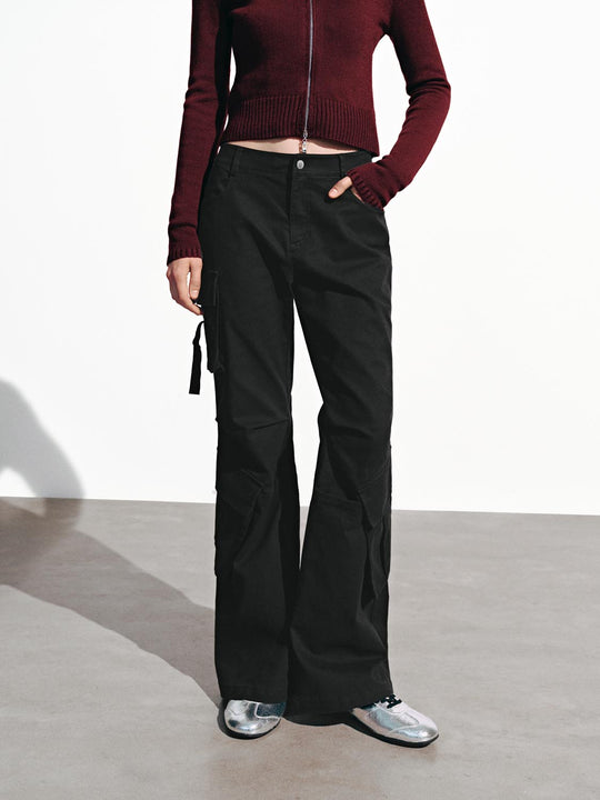 Tiered Cargo Flare Pants