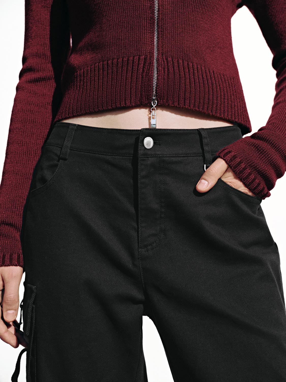 Tiered Cargo Flare Pants