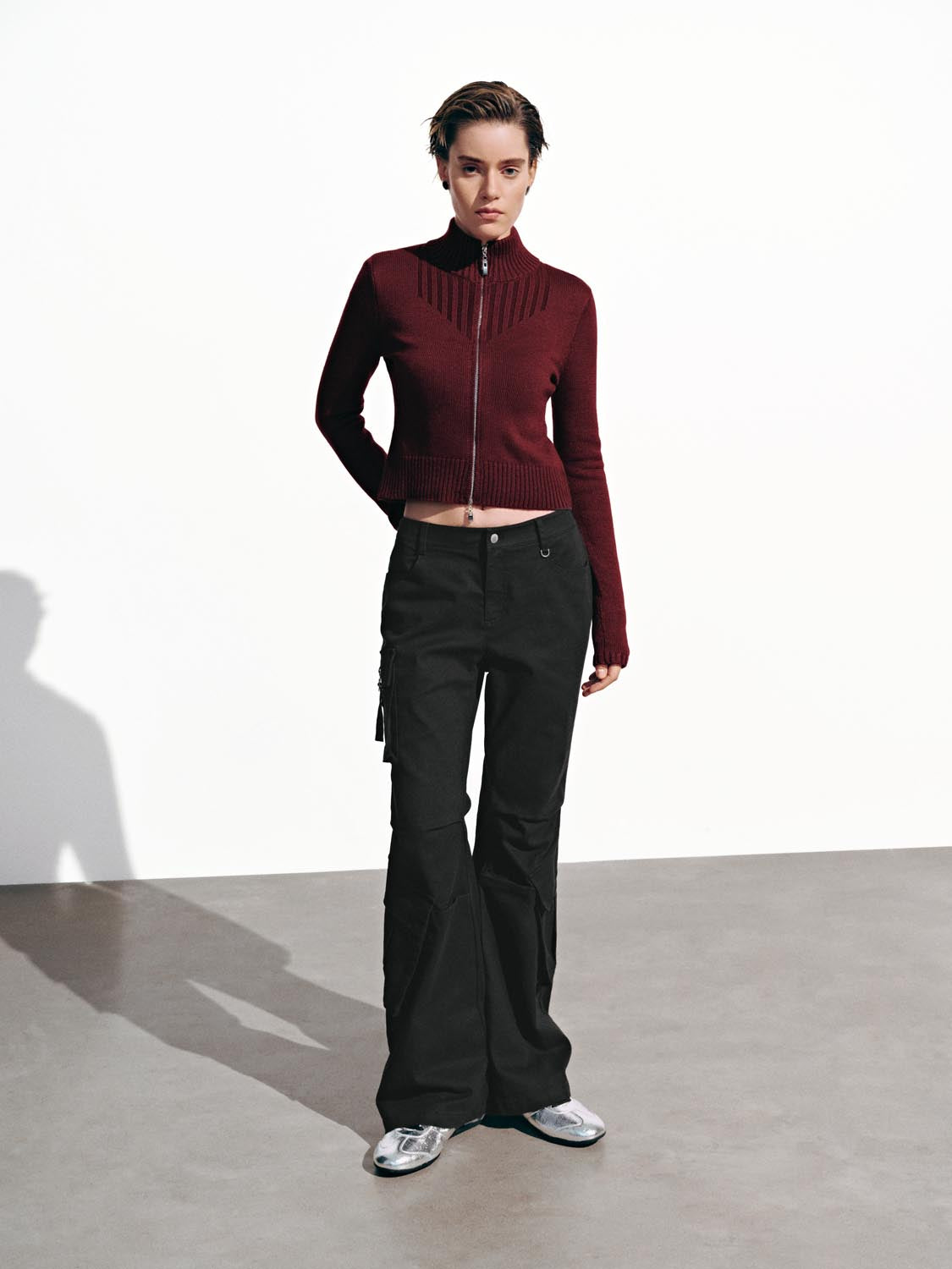 Tiered Cargo Flare Pants