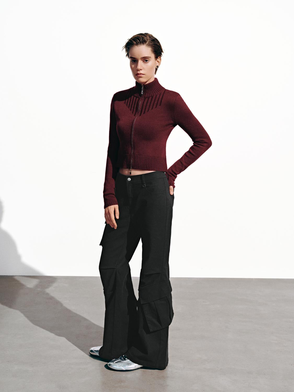 Tiered Cargo Flare Pants