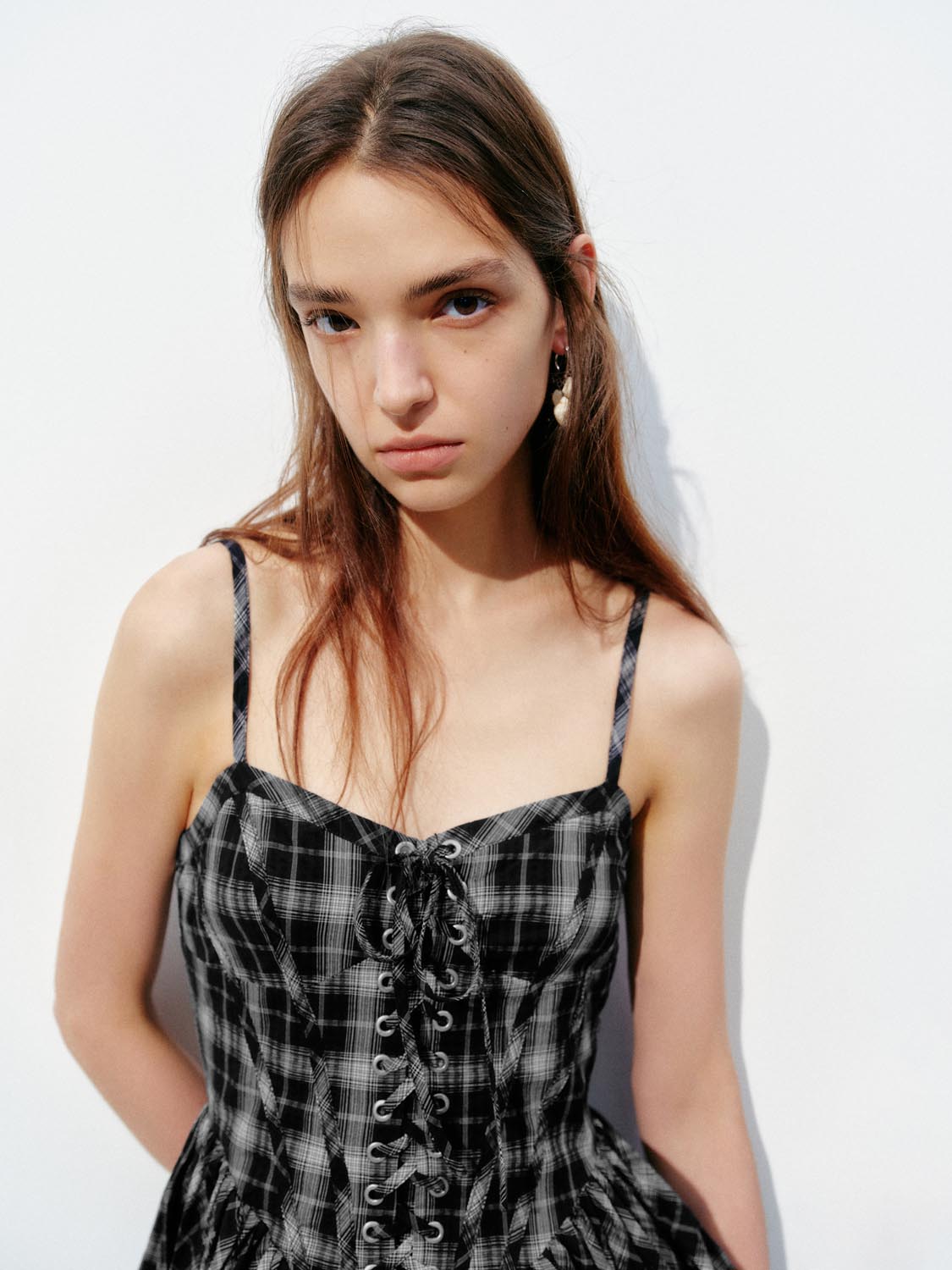 Camisole Plaid A-Line Mini Dresses