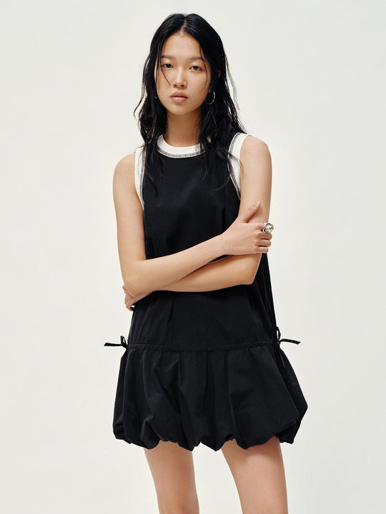 2 In 1 Contrast Ruffle Hem A-Line Mini Dresses