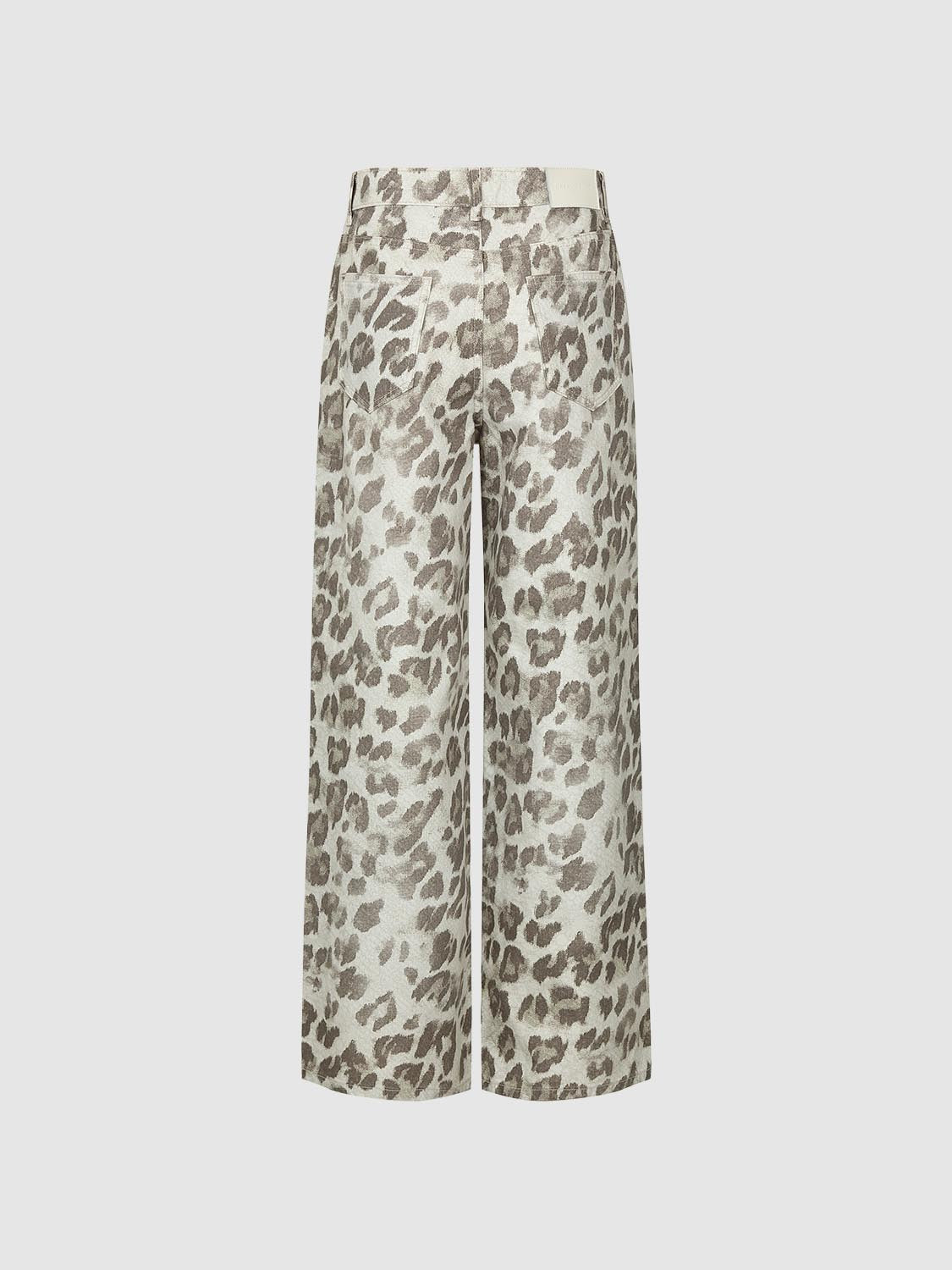 Leopard Print Wide-Leg Jeans