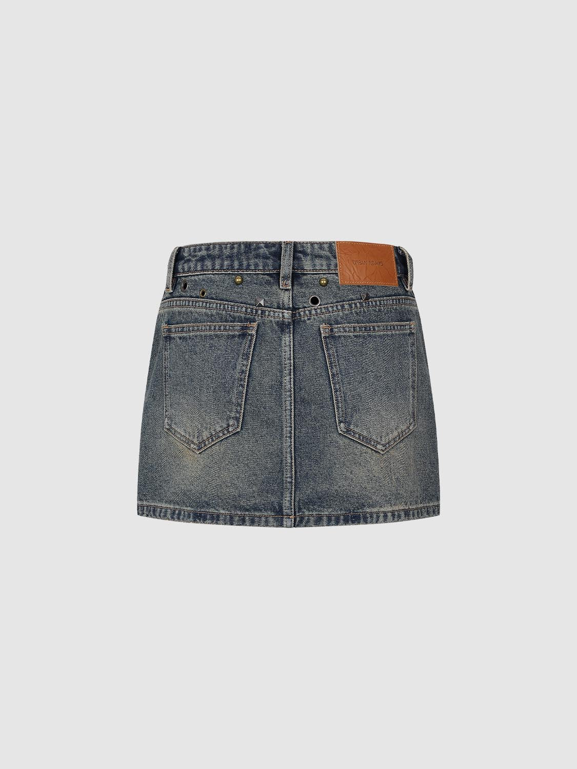 Embellished Denim Mini Skirts