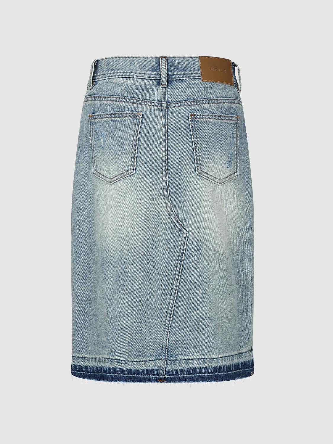 Ripped Denim Midi Skirts
