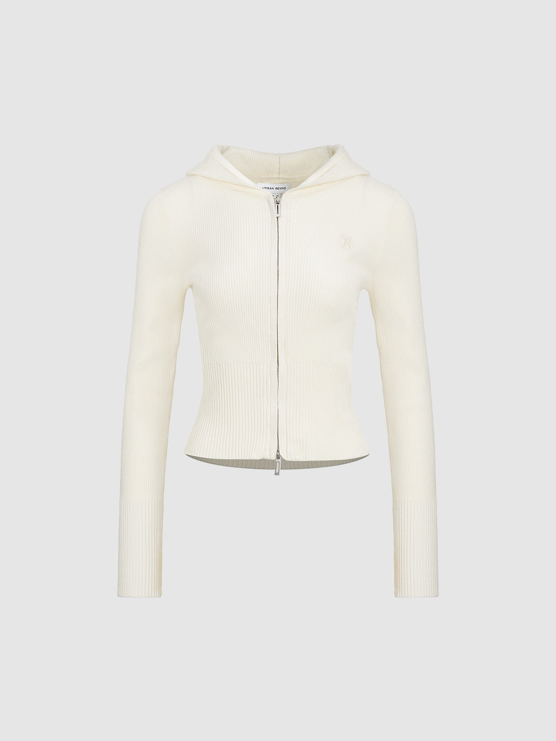 Zipper Front Hooded Knitted Cardigan