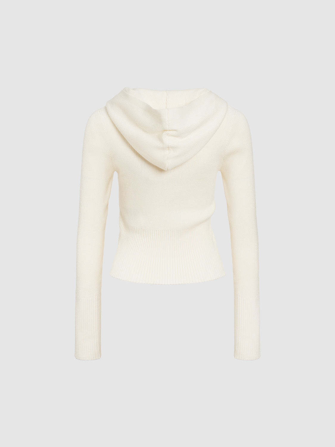 Zipper Front Hooded Knitted Cardigan