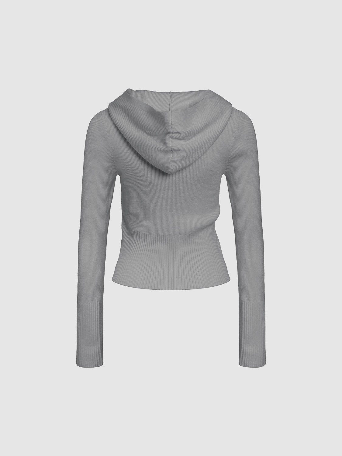 Zipper Front Hooded Knitted Cardigan