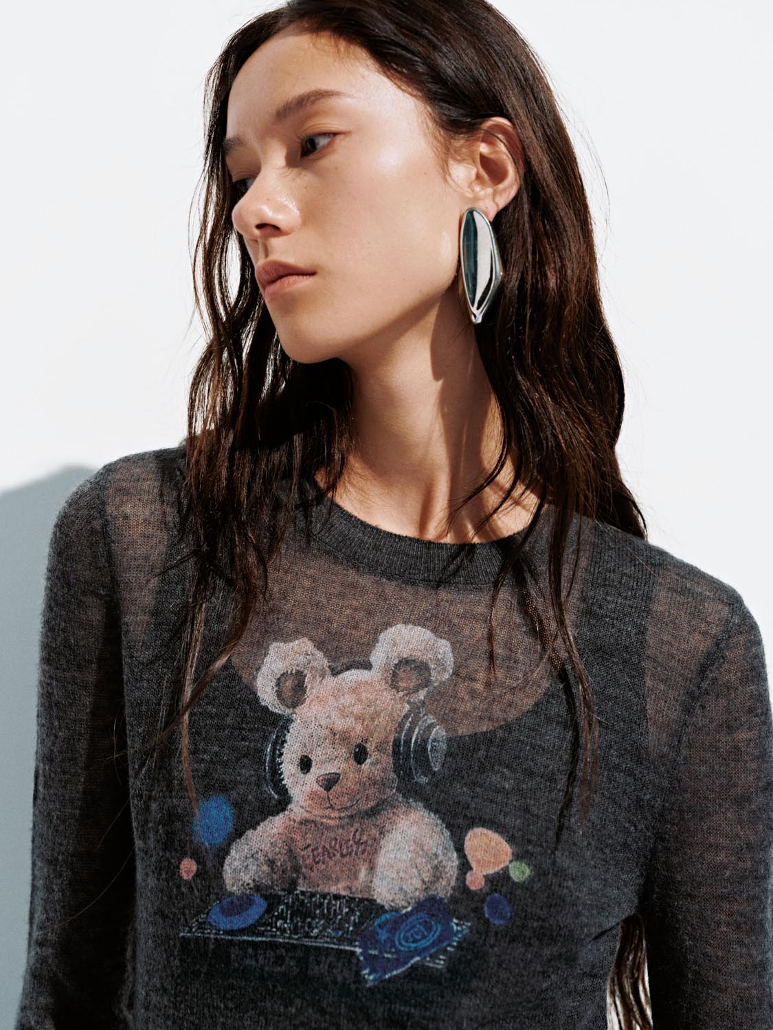 Graphic Long Sleeve Knitted T-Shirts
