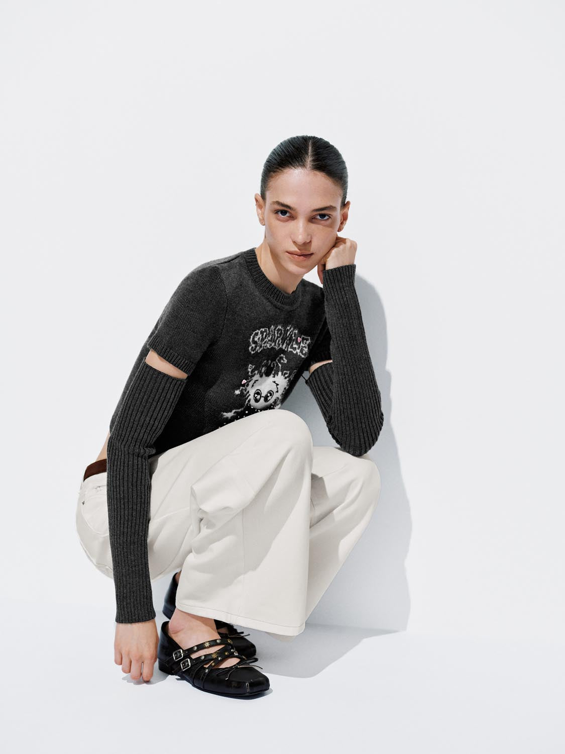 2 Pieces Graphic Knitted T-Shirts