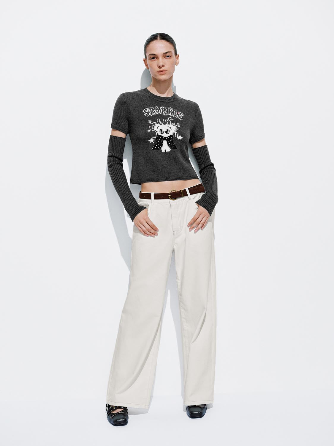 2 Pieces Graphic Knitted T-Shirts