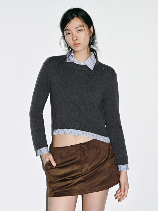 2 In 1 Long Sleeve Knitted T-Shirts