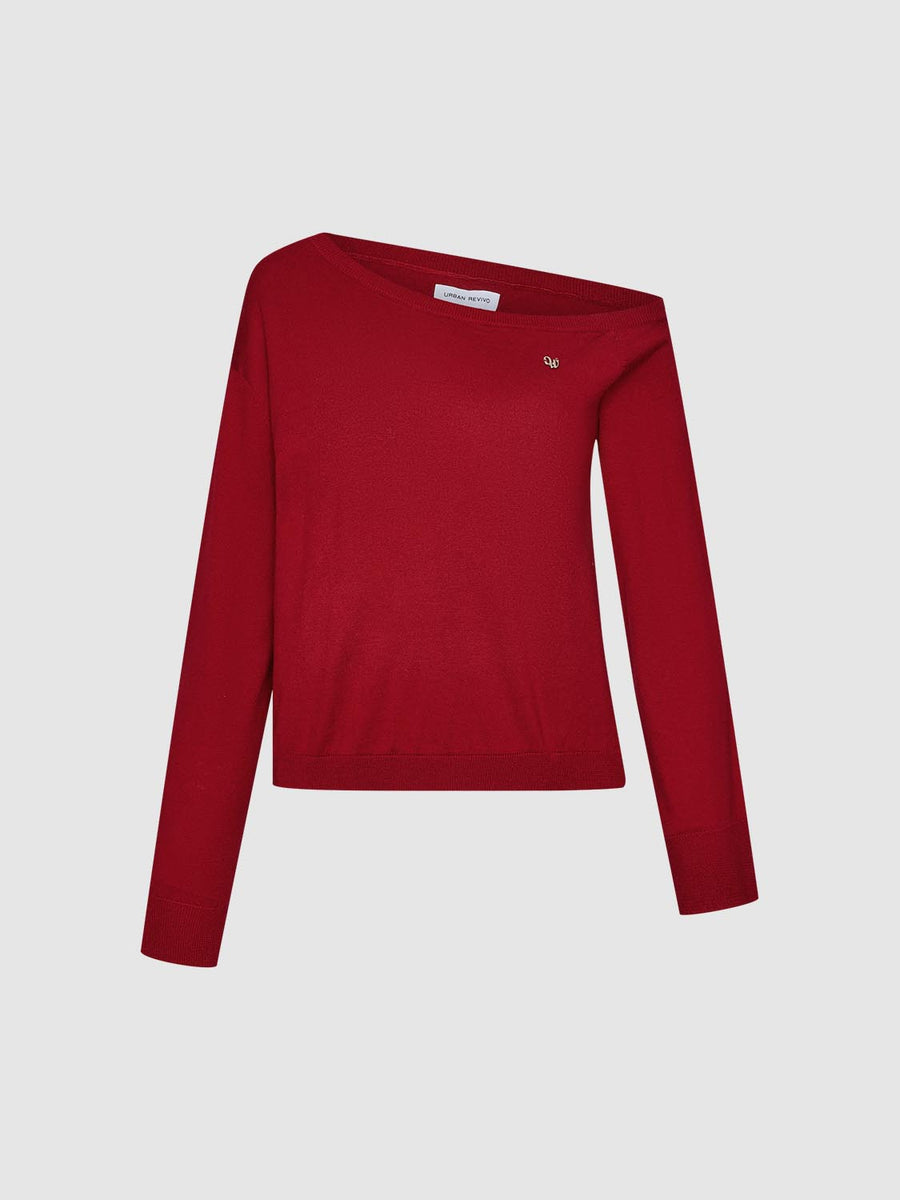 One Shoulder Long Sleeve Knitted T-Shirts – URBAN REVIVO Thailand