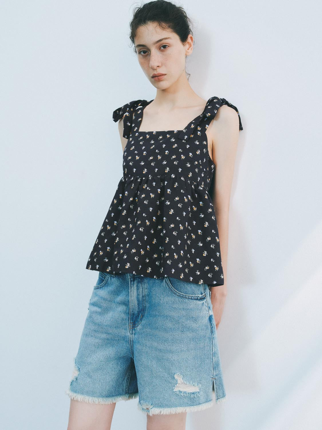 Sleeveless Tie Up Overhead  Blouses