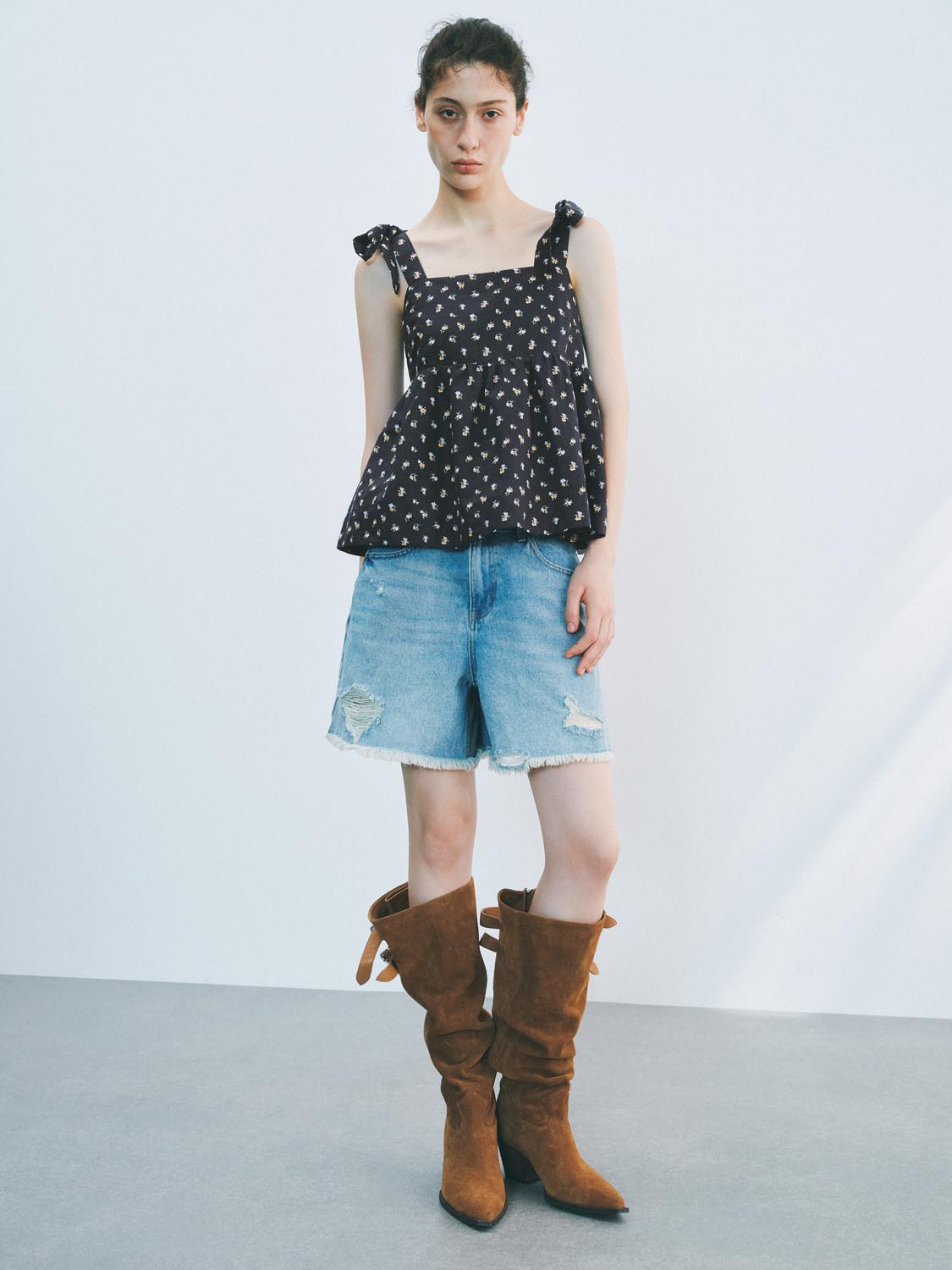 Sleeveless Tie Up Overhead  Blouses