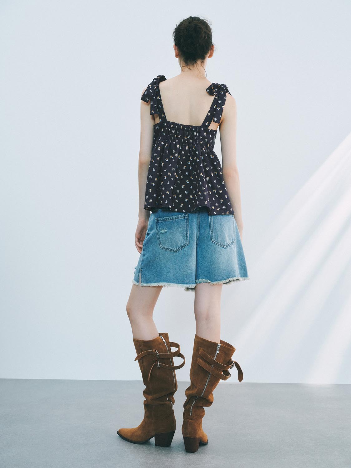 Sleeveless Tie Up Overhead  Blouses