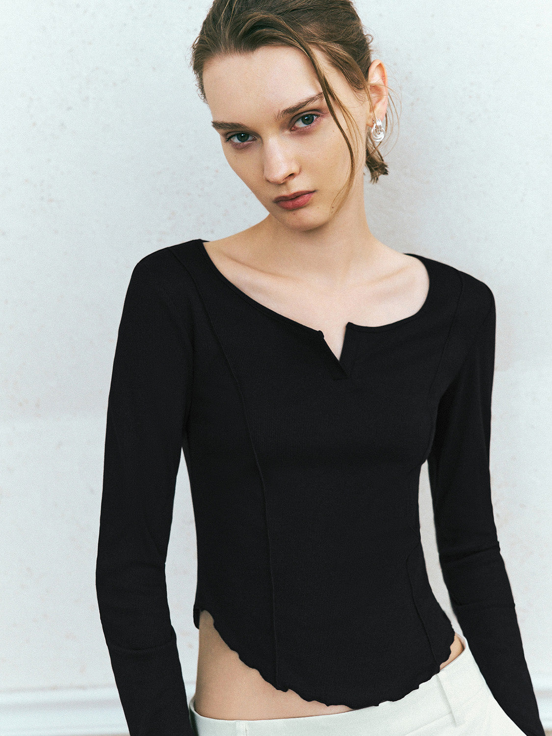 Notch Neck Skinny T-Shirt