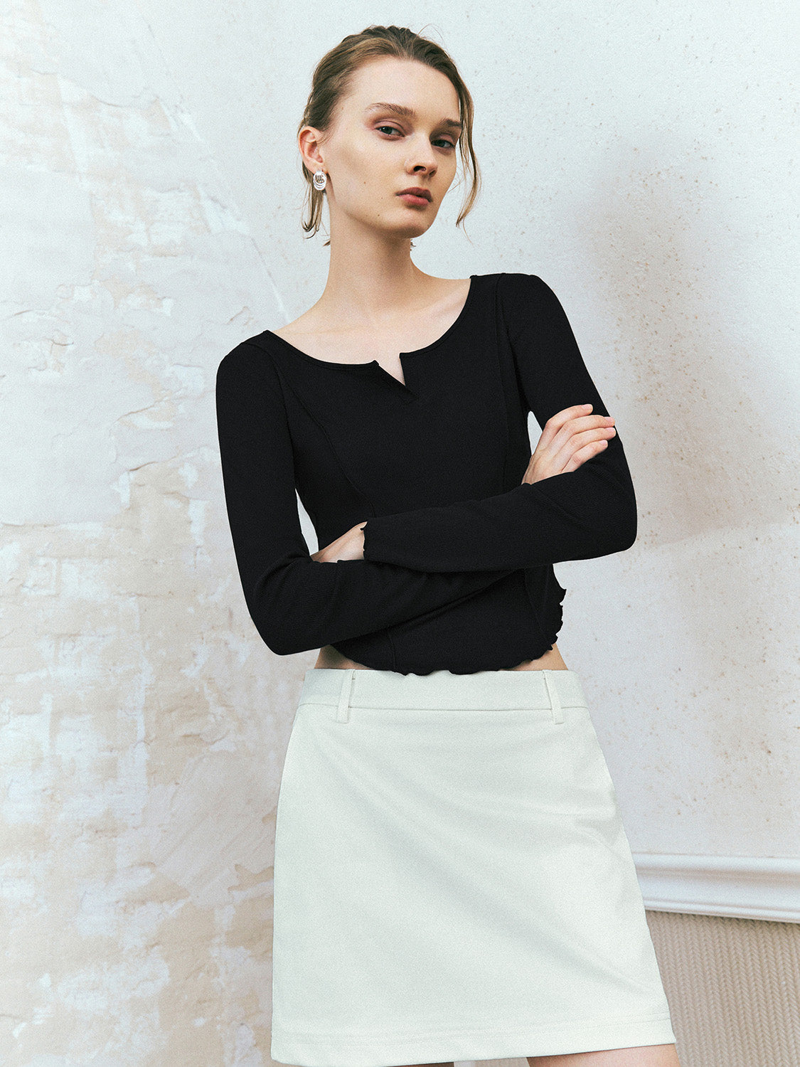 Notch Neck Skinny T-Shirt