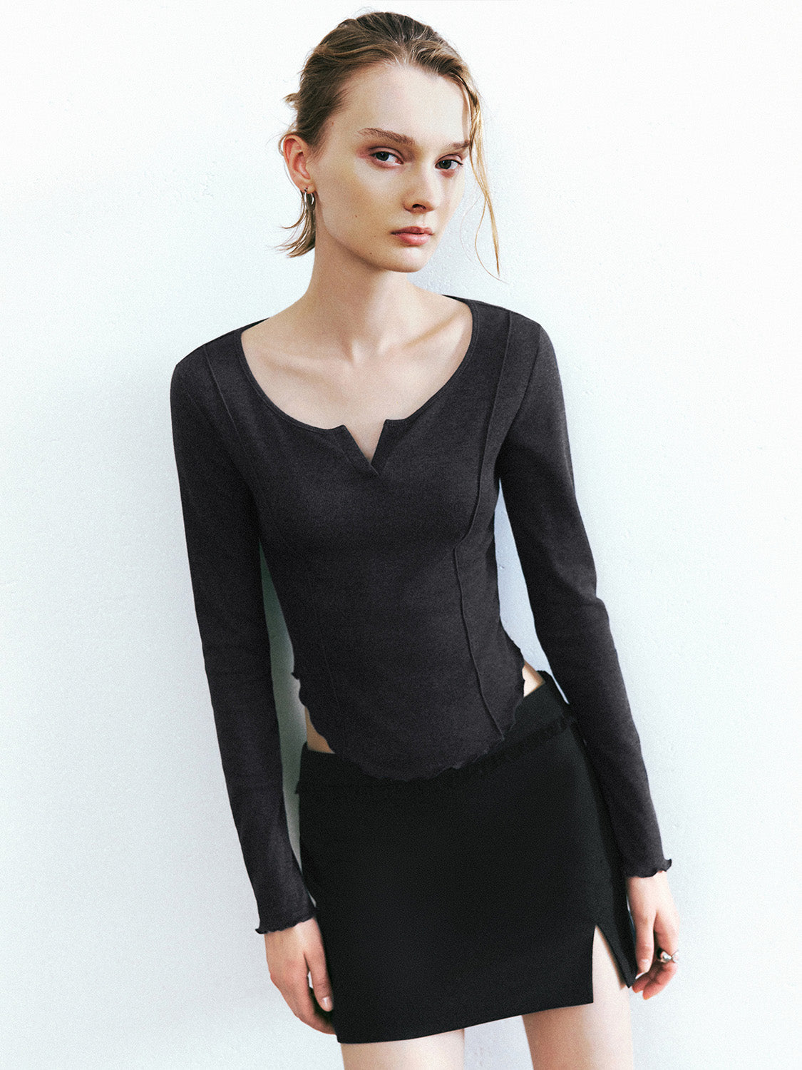 Notch Neck Skinny T-Shirt