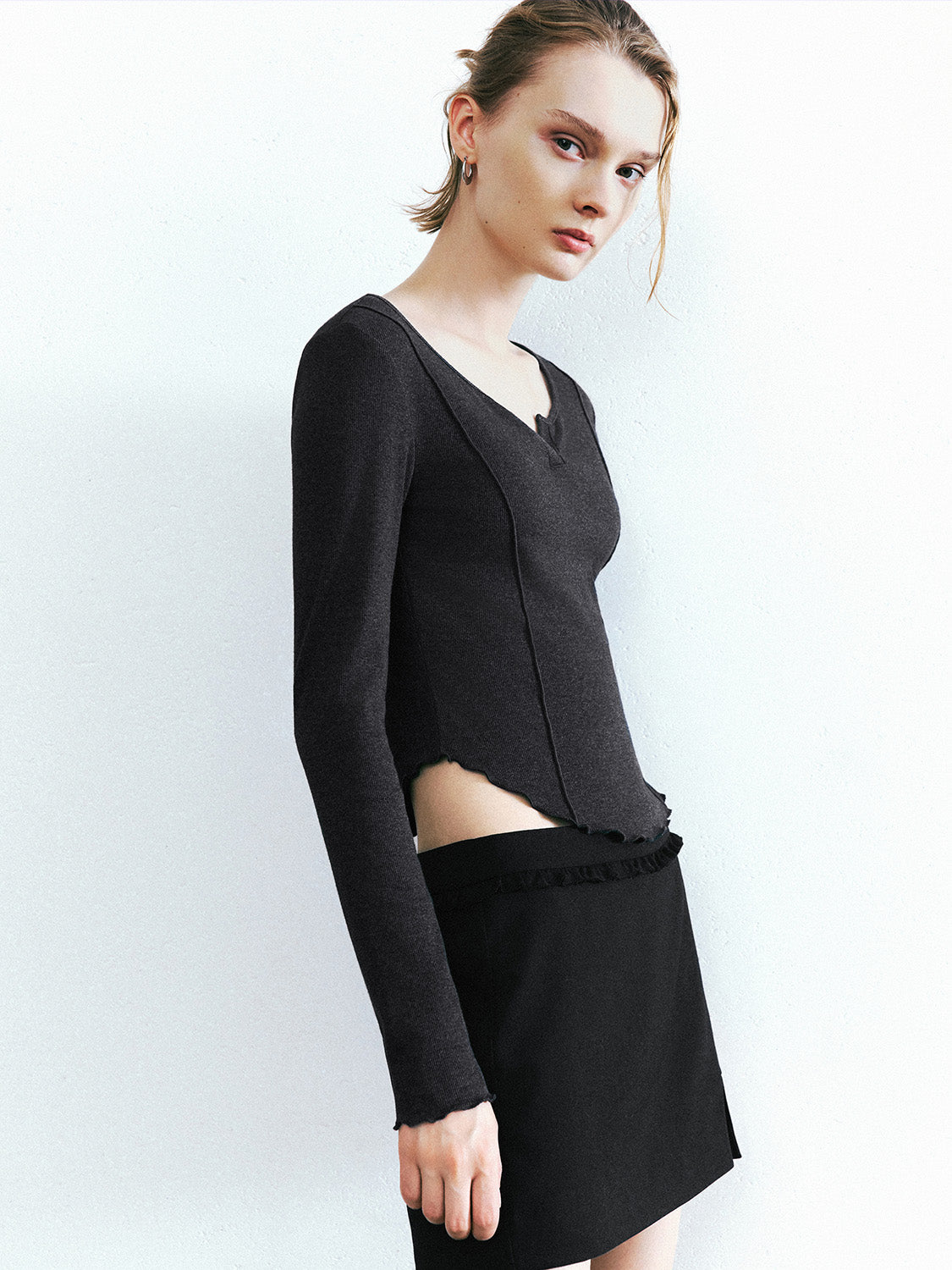 Notch Neck Skinny T-Shirt