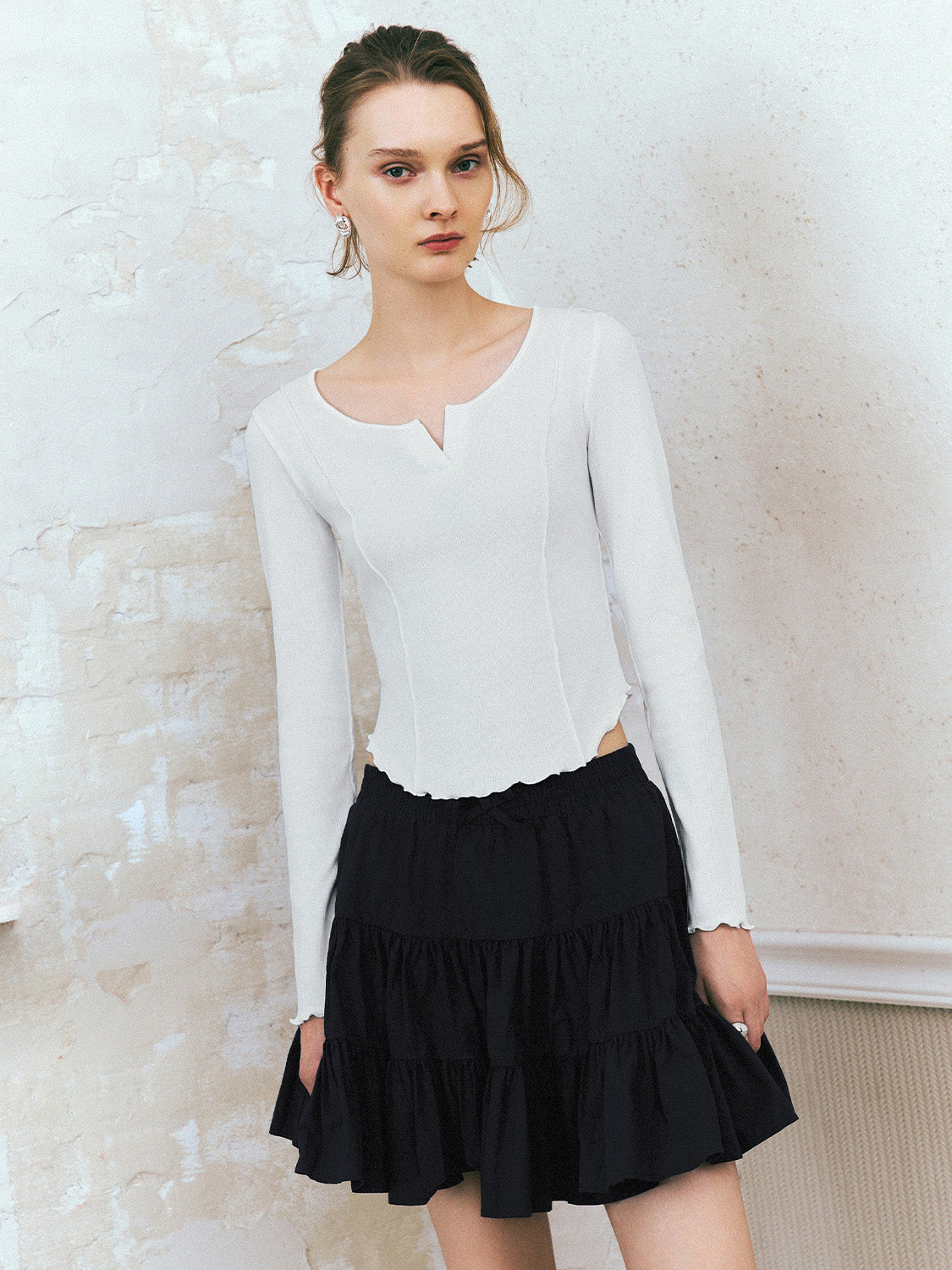 Notch Neck Skinny T-Shirt