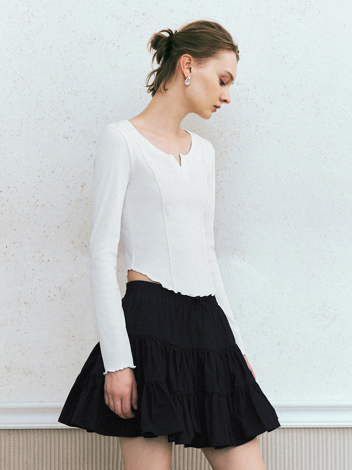 Notch Neck Skinny T-Shirt