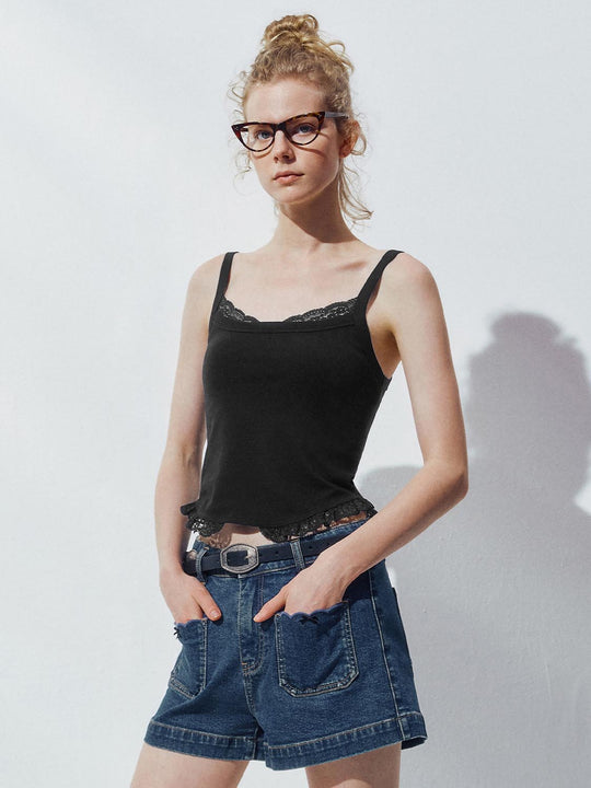 Lace Trim Strap Tops