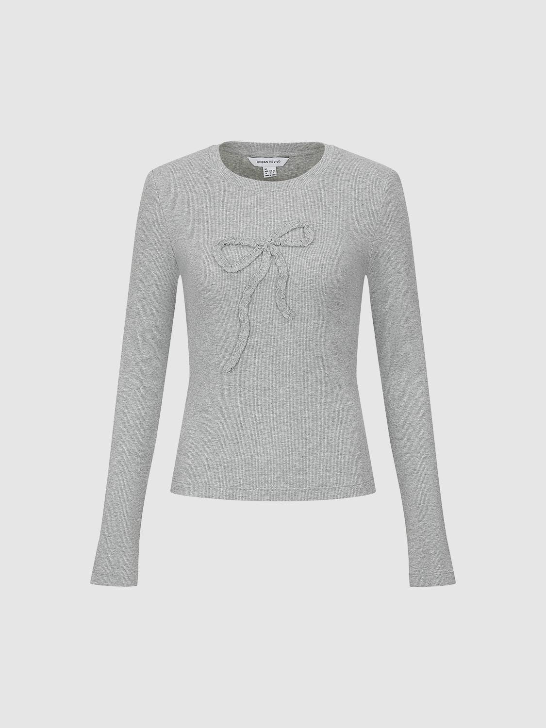 Flare Sleeve Bow Print T-Shirts