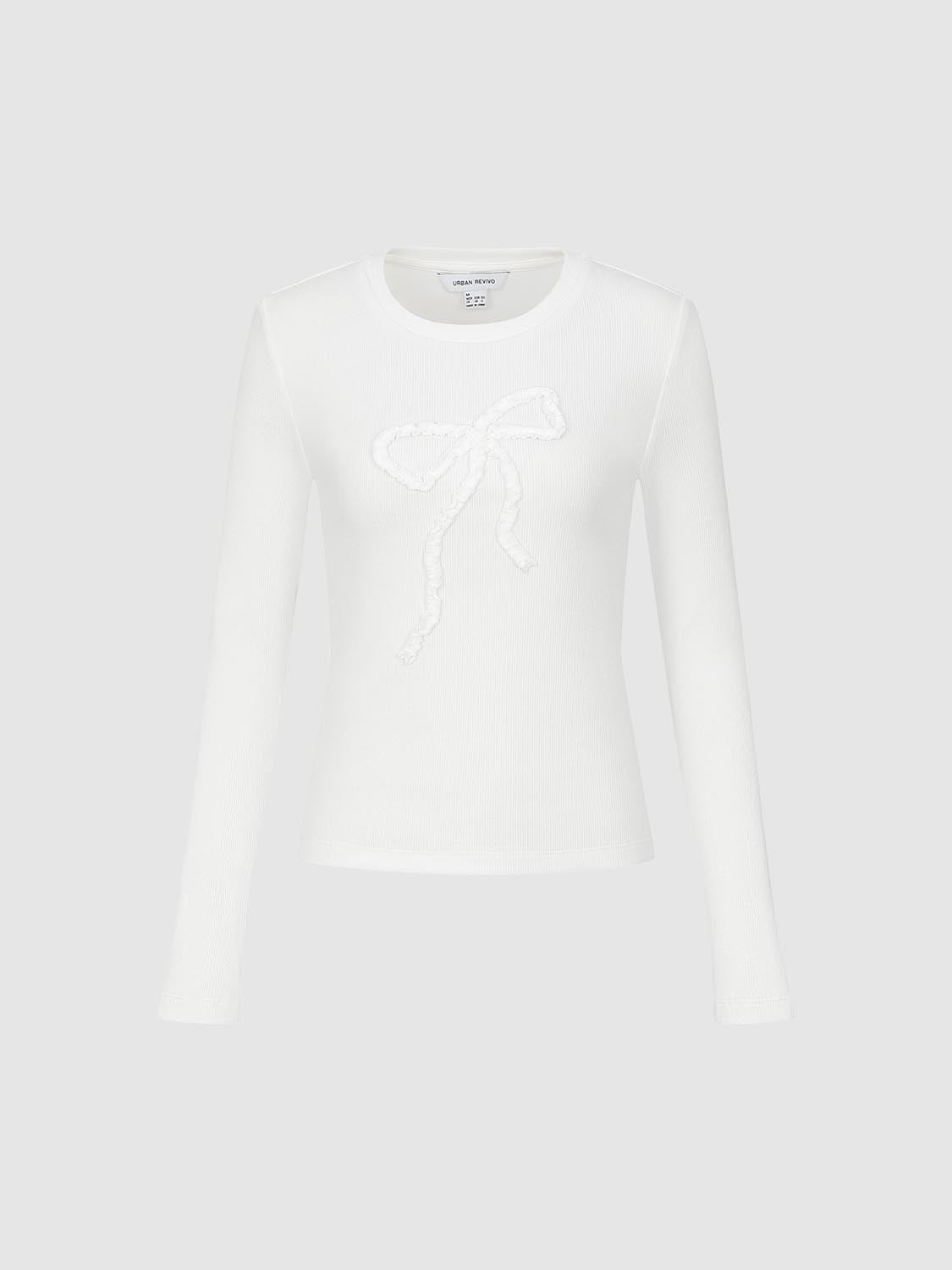 Flare Sleeve Bow Print T-Shirts