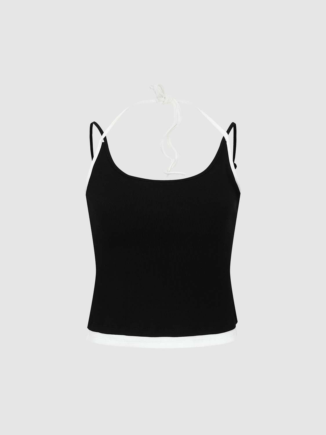 เสื้อกล้ามสายเดี่ยวผูกลายตัดกัน 2-in-1