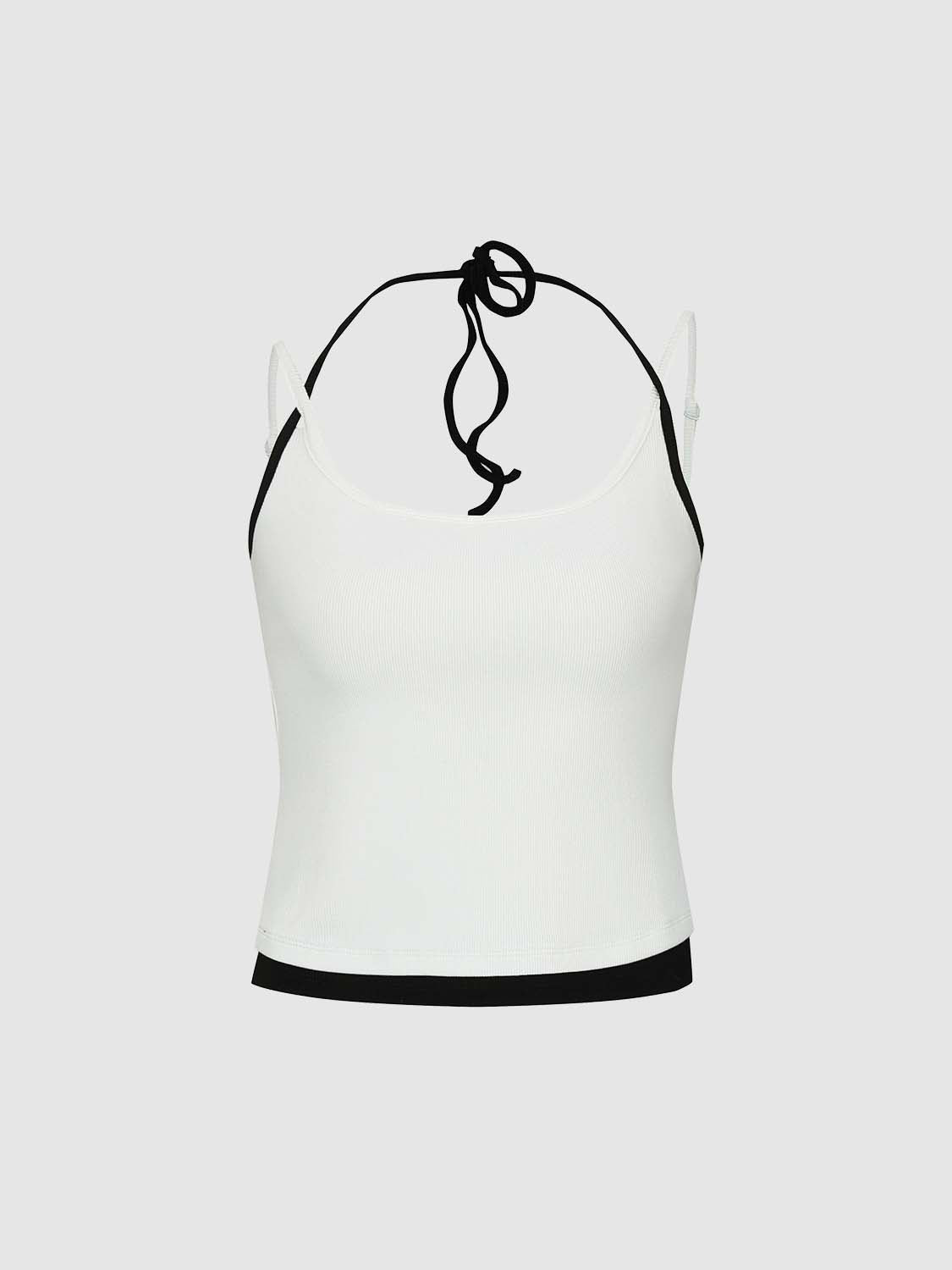 เสื้อกล้ามสายเดี่ยวผูกลายตัดกัน 2-in-1