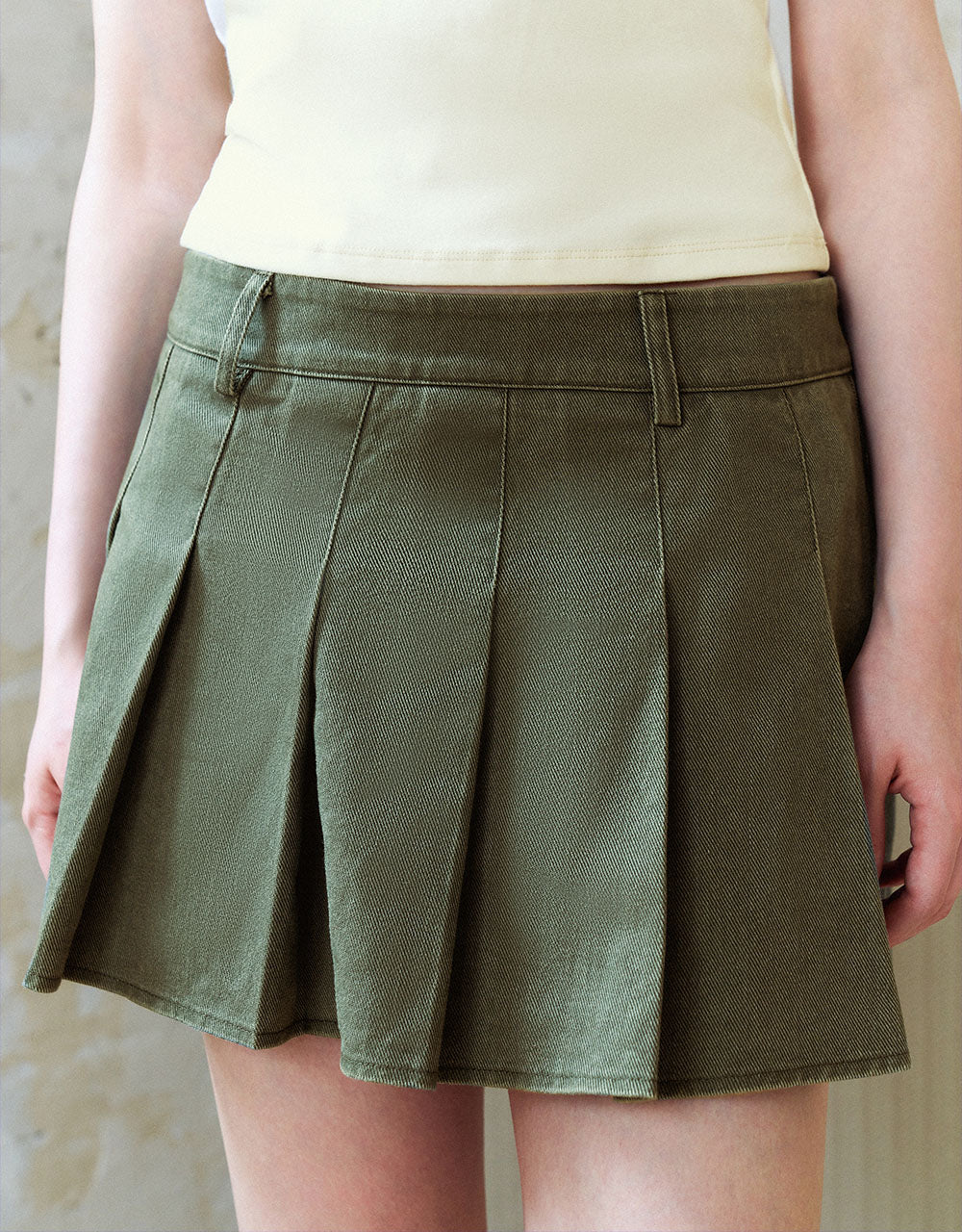 Pleated Mini A-Line Skirt