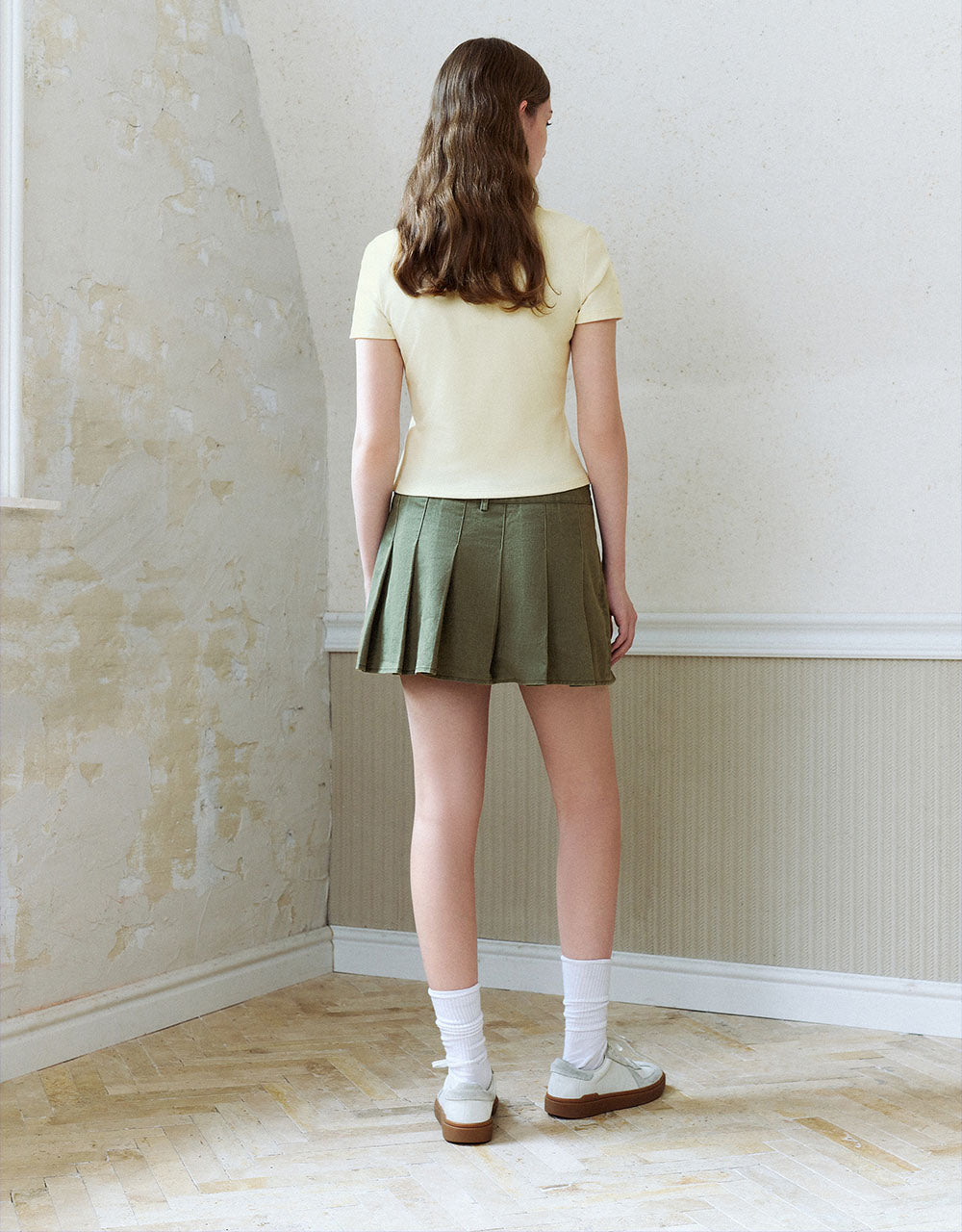 Pleated Mini A-Line Skirt