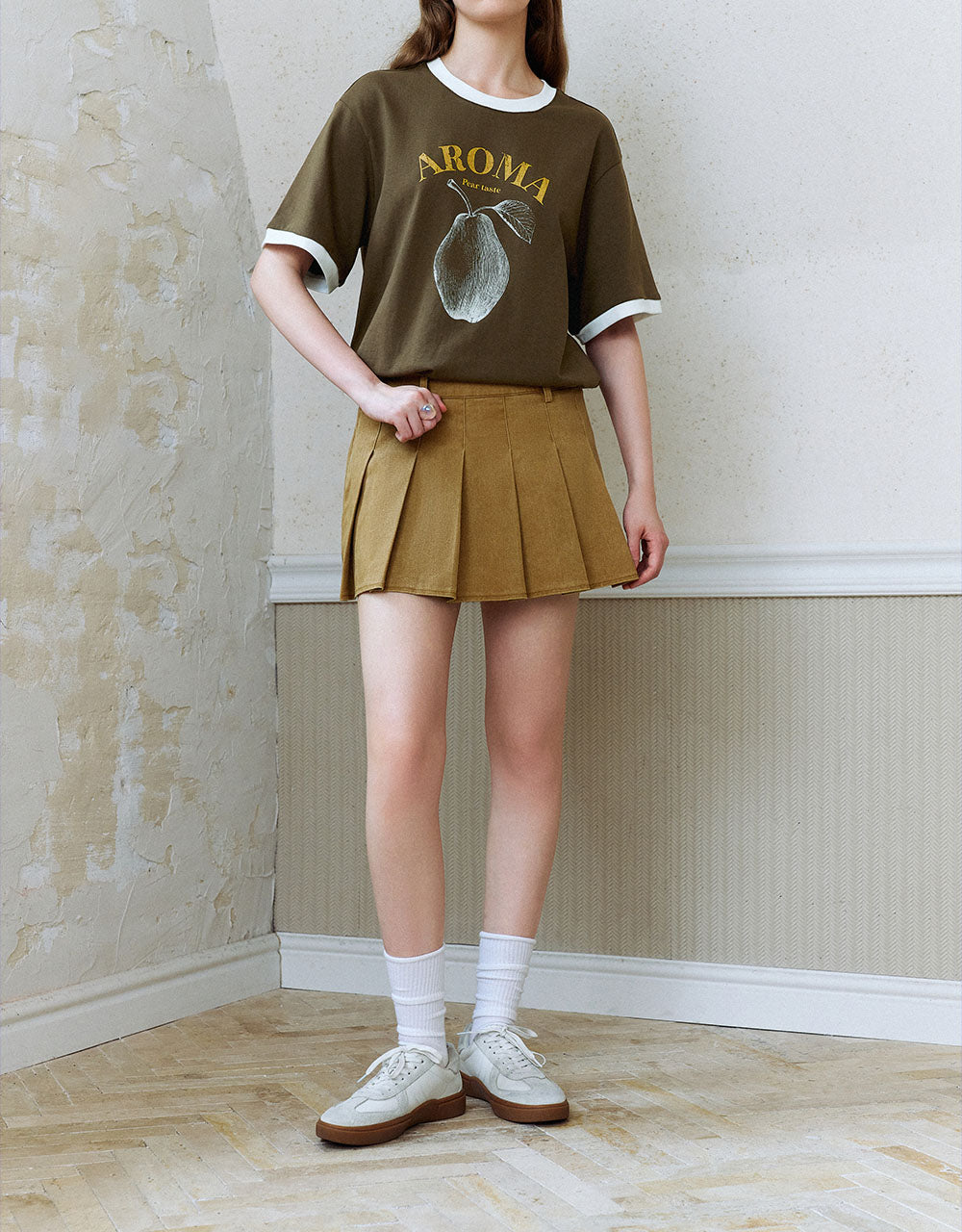 Pleated Mini A-Line Skirt