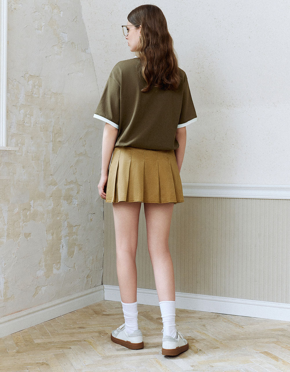 Pleated Mini A-Line Skirt